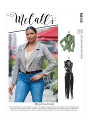 8156 McCalls Double Breasted Lined Collar Jacket, Vest Lengths Pattern 18w-24w New